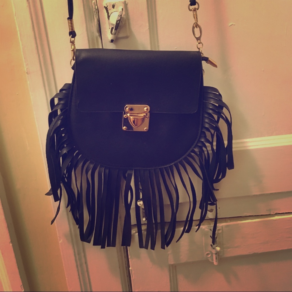 Fringe leather purse